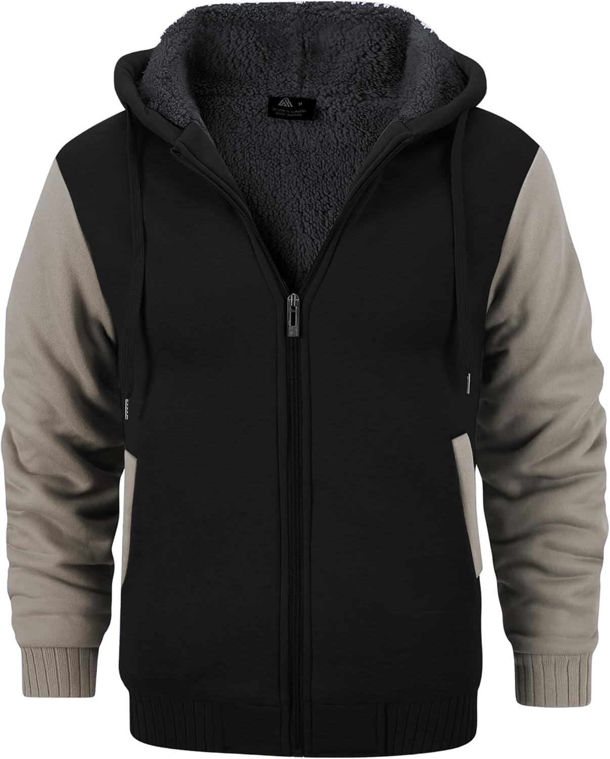 GEEK LIGHTING Mens Fleece-Lined Zip Up Hoodie for Winter Warmth