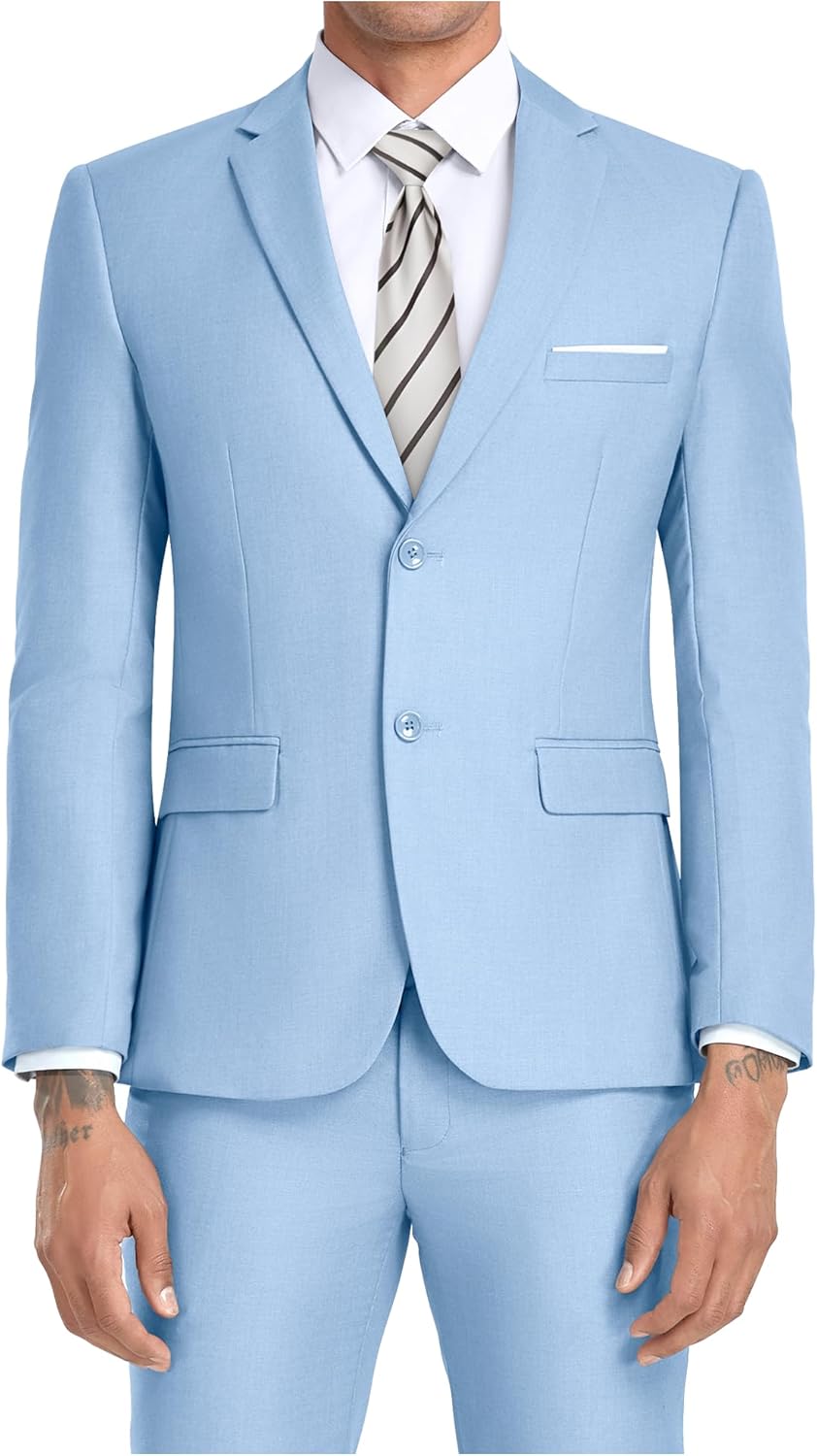 JPF Men's 2 Piece Slim Fit Suit Set with Tie for Every Occasion