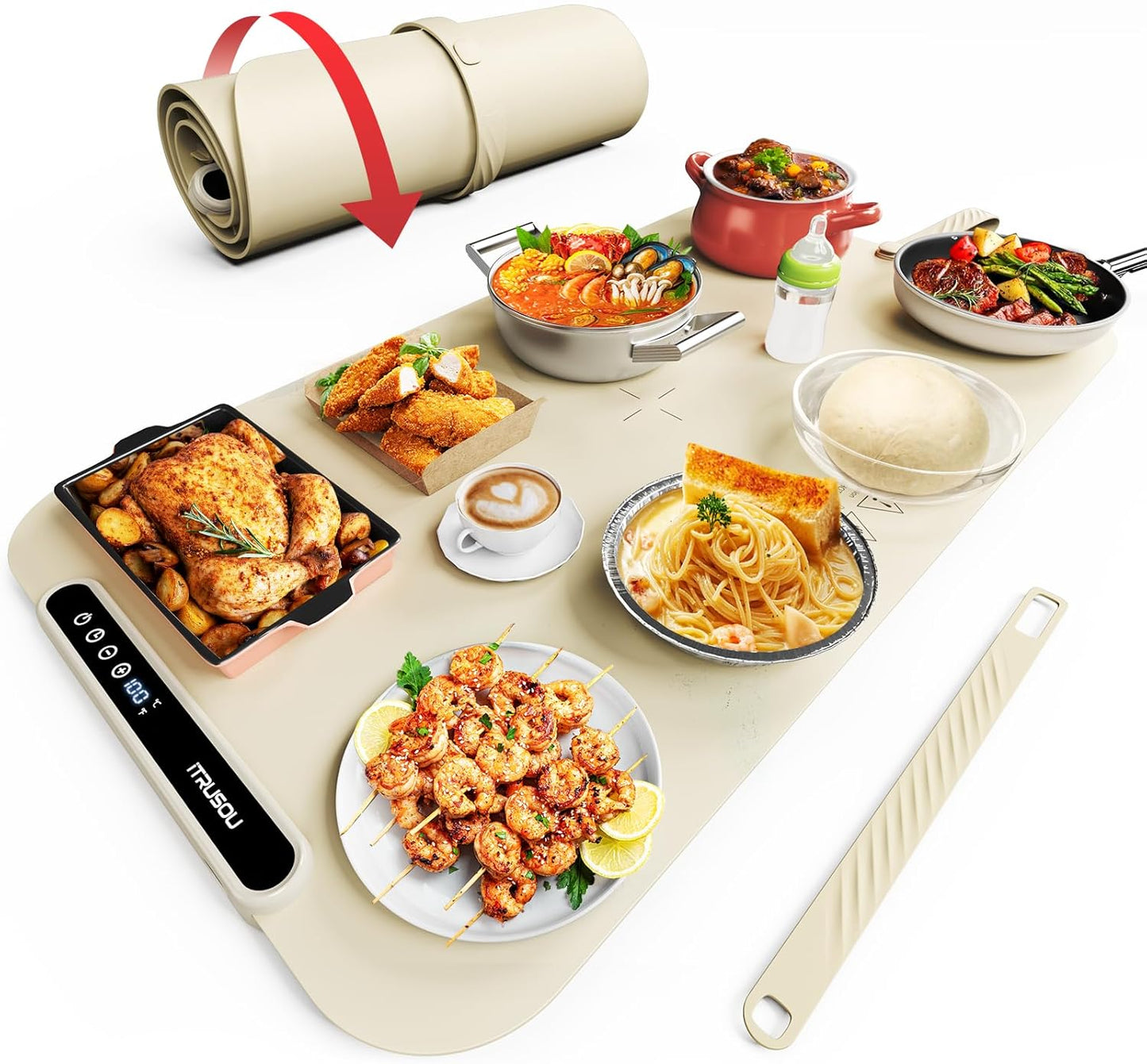 Electric Food Warming Mat with 7 Temp Settings and Timer