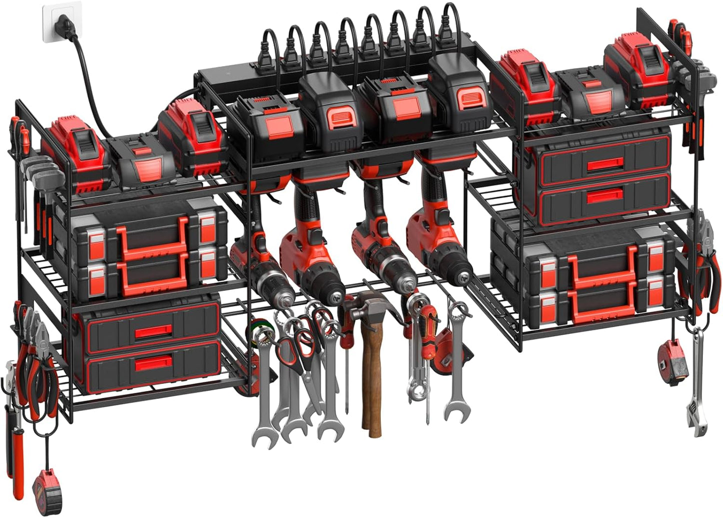 CCCEI Black Power Tools Organizer: All-Metal Drill Holder Rack