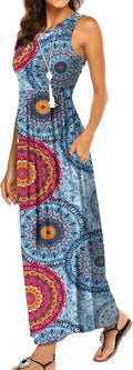 Women's Sleeveless Striped Maxi Dress - Flowy Casual with Pockets