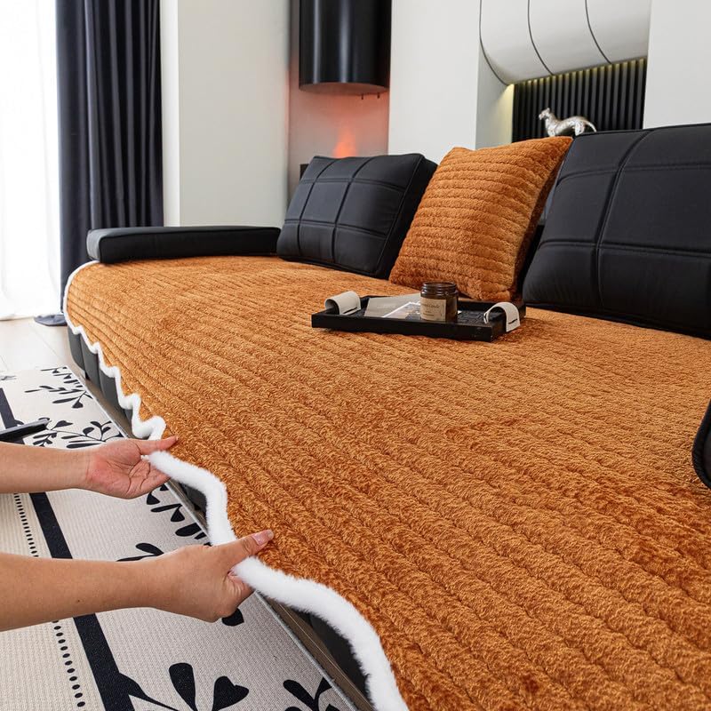 JIAN YA NA Plush Velvety Sofa Slipcover for Pets and Kids