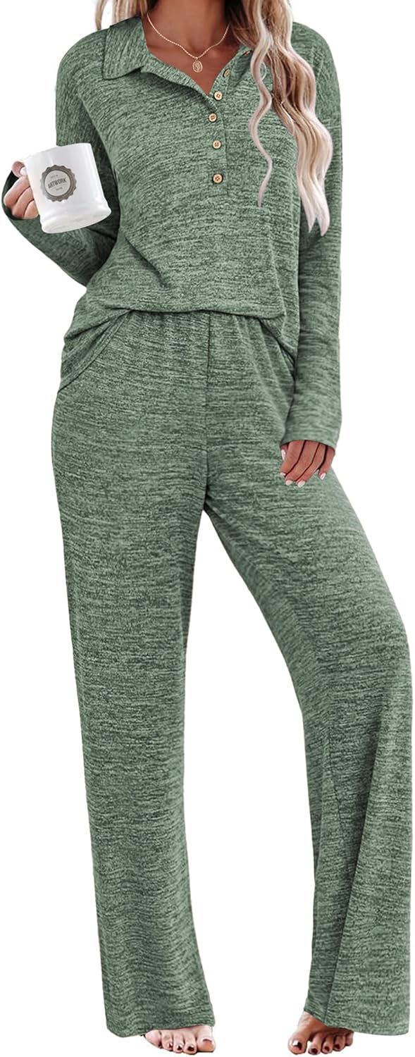 Ekouaer Womens Pajamas Set for Cozy Fall Lounge and Sleepwear