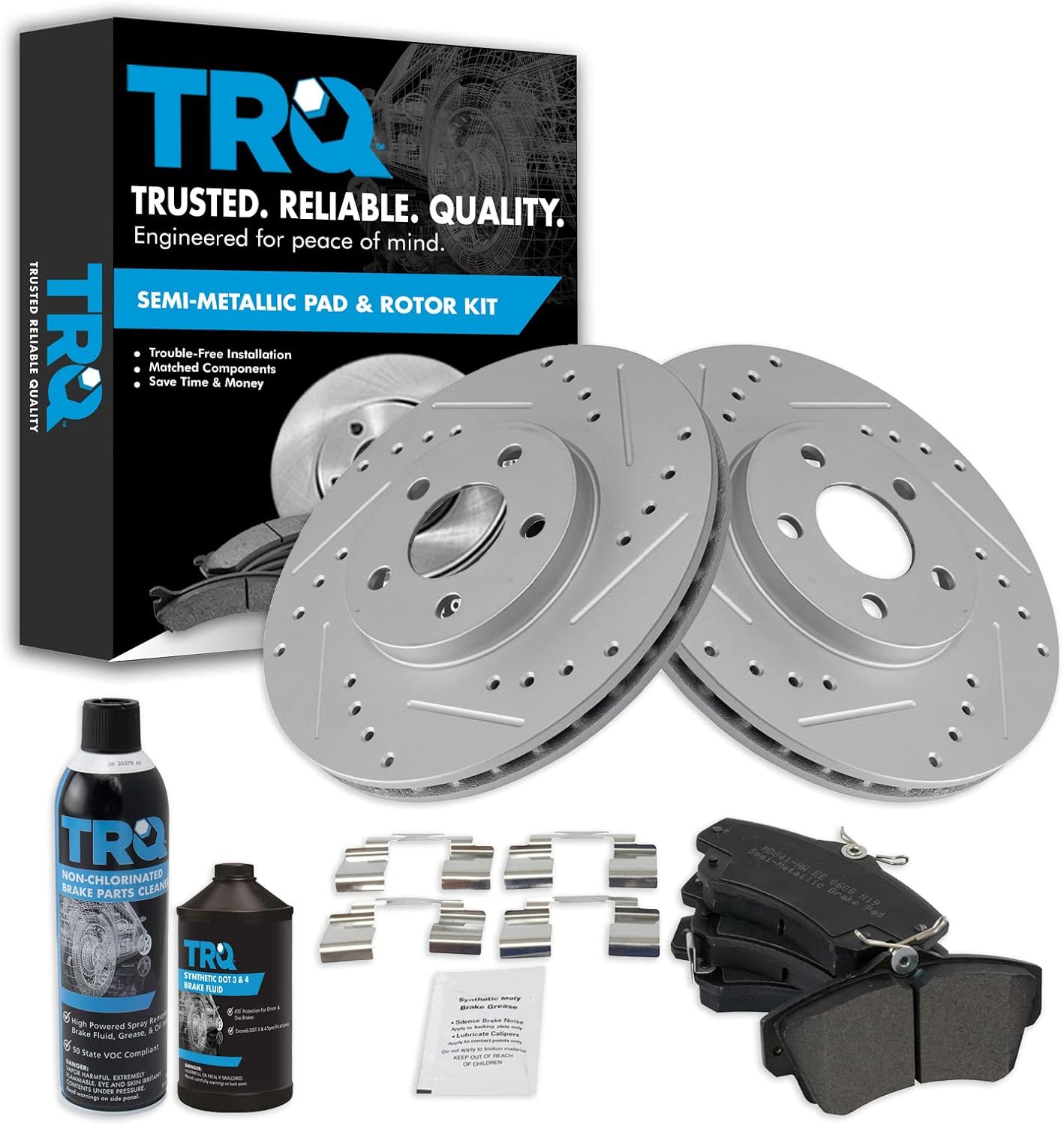 TRQ Front Performance Brake Pad & Rotor Kit for Chrysler PT Cruiser