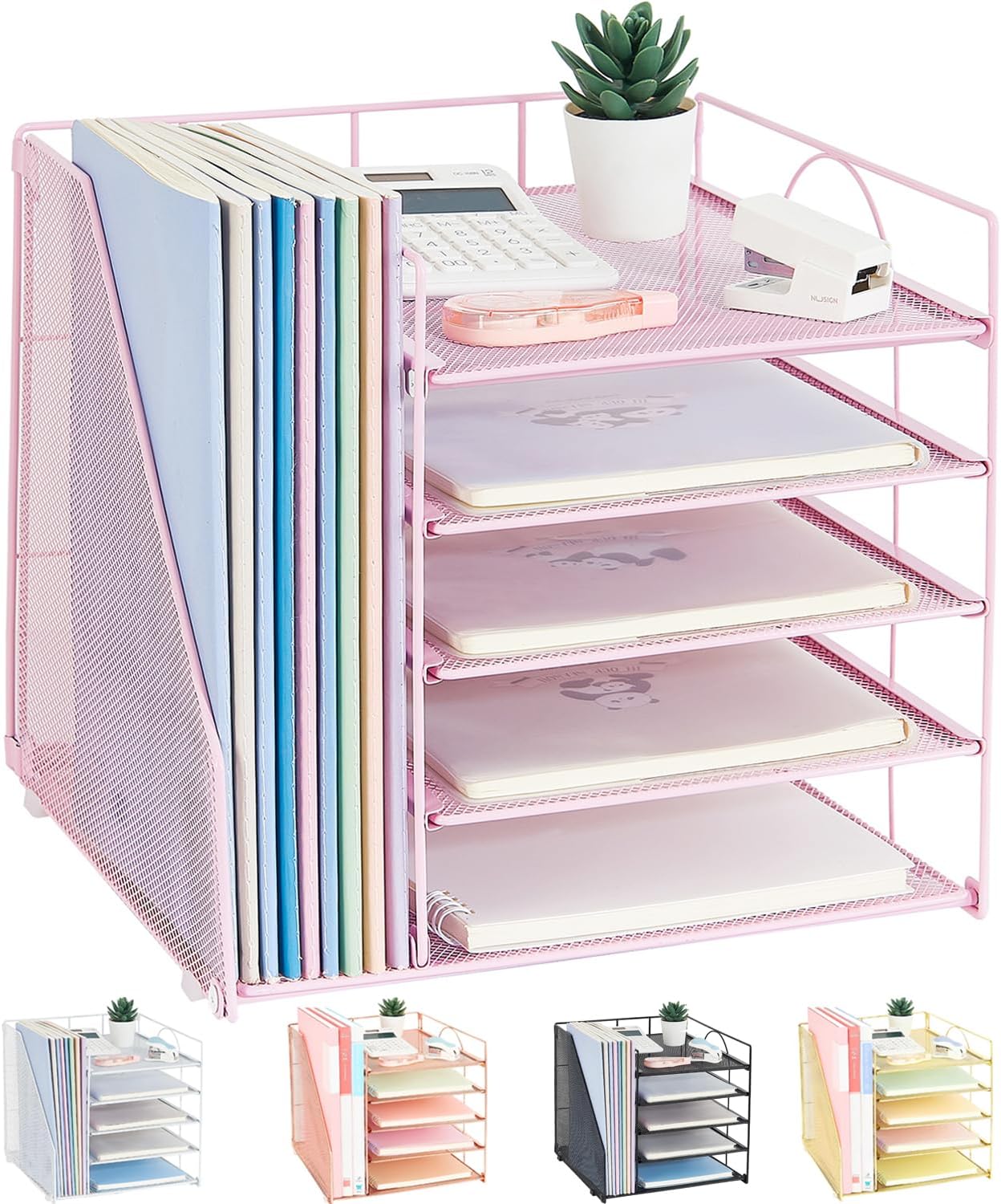 5-Tier Pink Letter Tray Organizer - LEKETREE