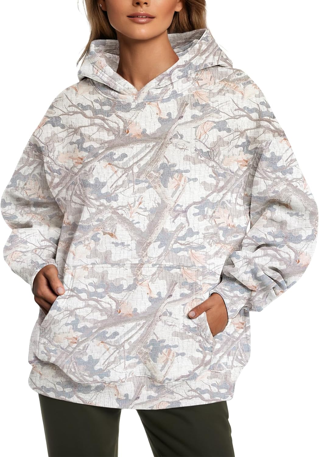 Cozy Camo Hoodie: Fashion Tree Graphic