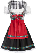 Kate Kasin Women's German Dirndl Dress Costume - Plaid Short Sleeve