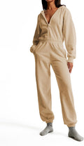 Jumpsuits for Women Casual Hoodie Long Sleeve Zip Up Romper - Cozy