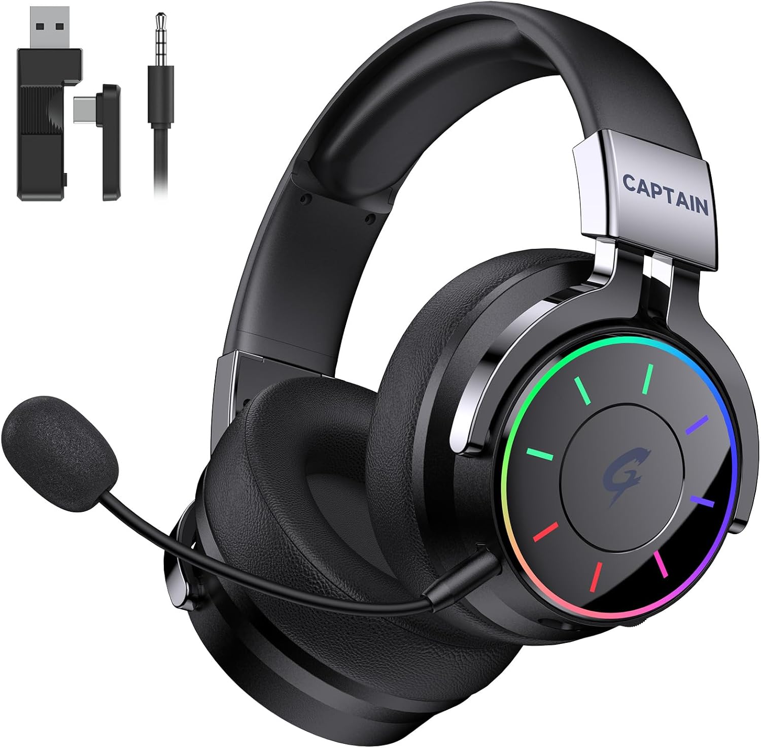 COOLV Wireless Gaming Headset with 7.1 Surround Sound and RGB