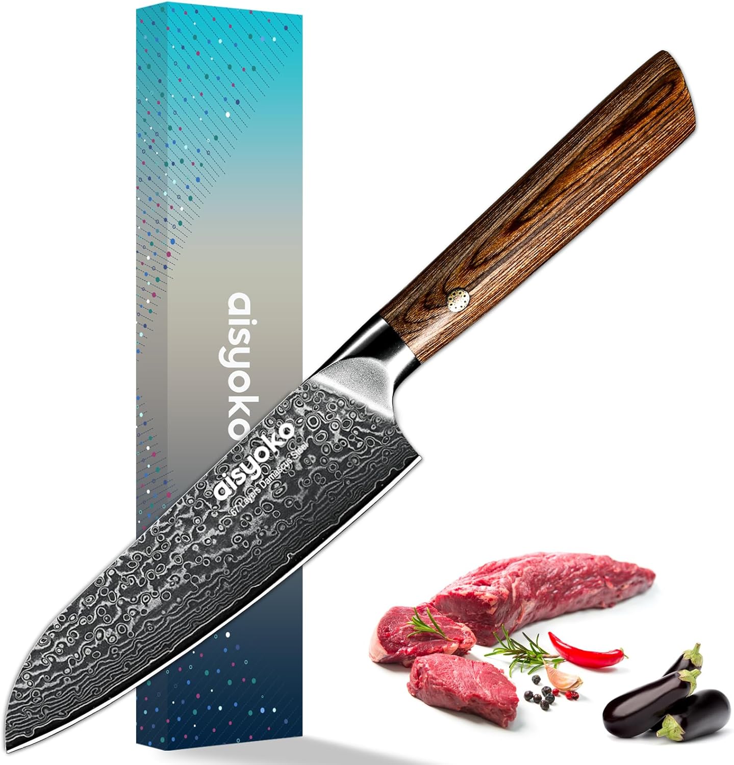 Santoku Knife 5 in VG-10 Super Steel Damascus Steel for Chefs