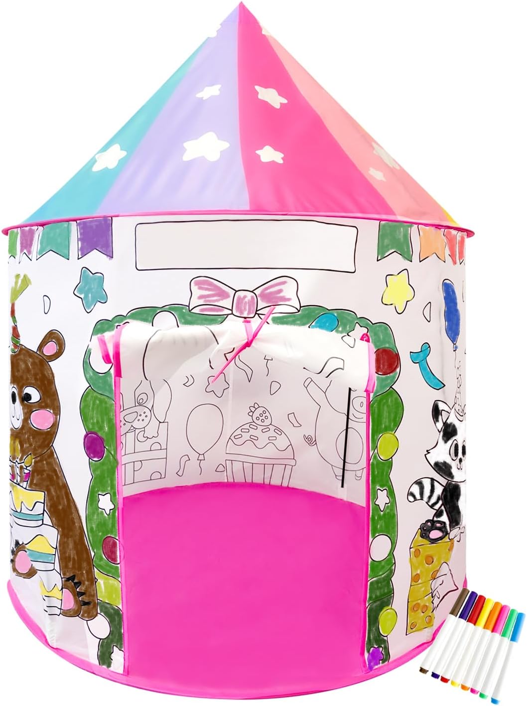Colorable Princess Castle Tent for Kids, Includes 8 Pens