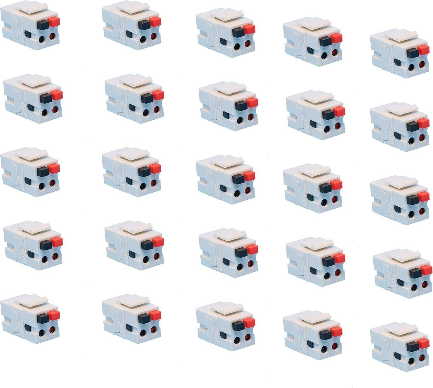 Speaker Keystone Jack for Home Theater - Spring Loaded 25-Pack