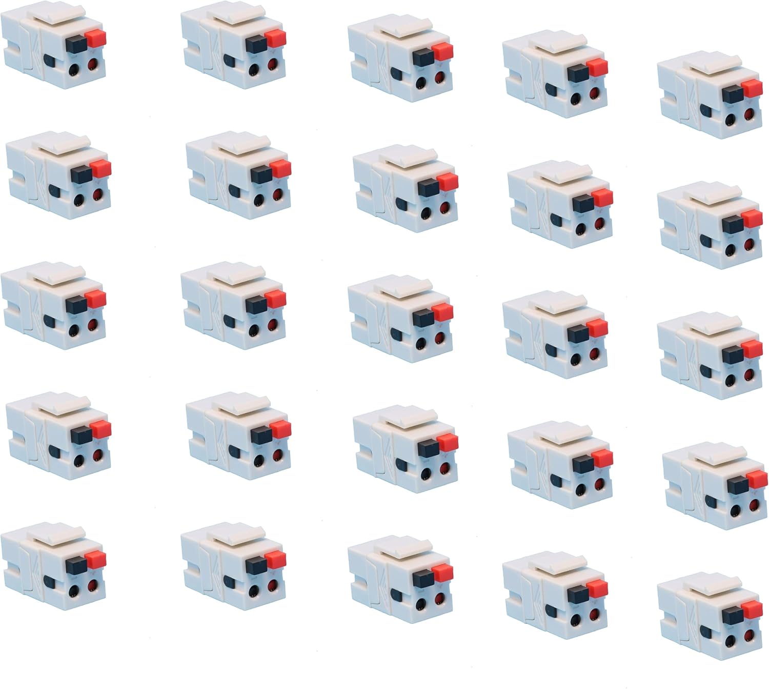 Speaker Keystone Jack for Home Theater - Spring Loaded 25-Pack