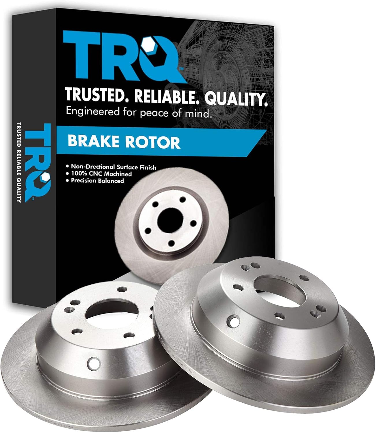 TRQ Rear Brake Rotors Set for Hyundai and Kia Vehicles