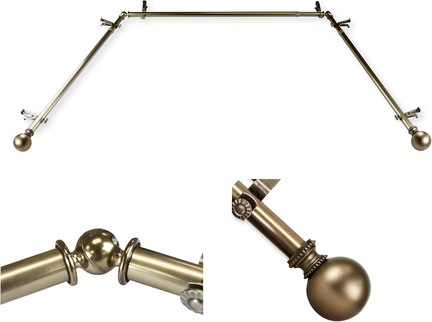 A&F Cleo Bay Window Rod - Antique Brass - Stylishly Supportive