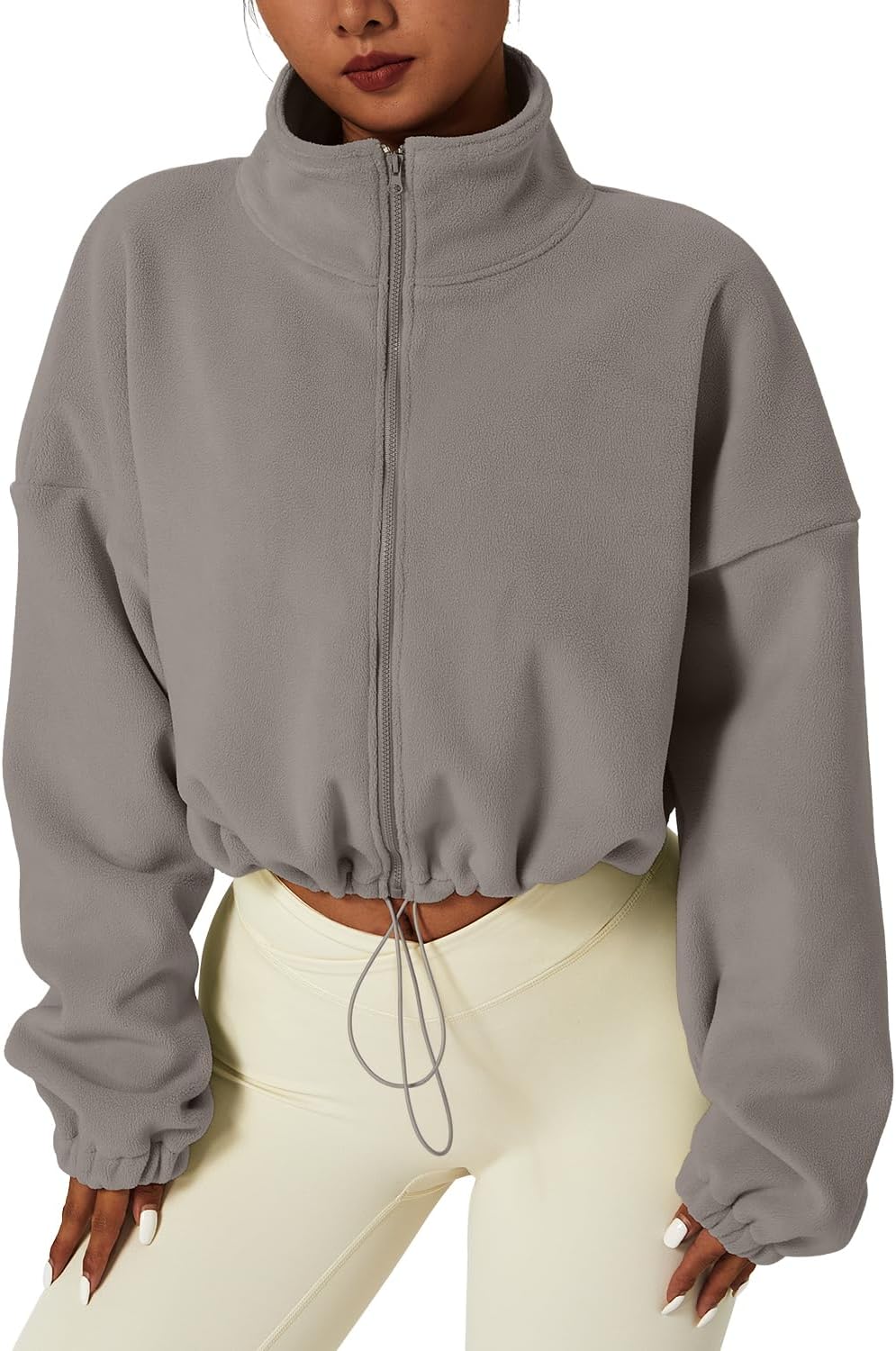 QINSEN Women's Full Zip Fleece Short Jacket for Winter Comfort
