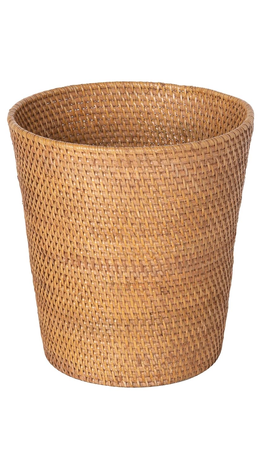 Kouboo Loma Round Rattan Paper Waste Basket for Home Use