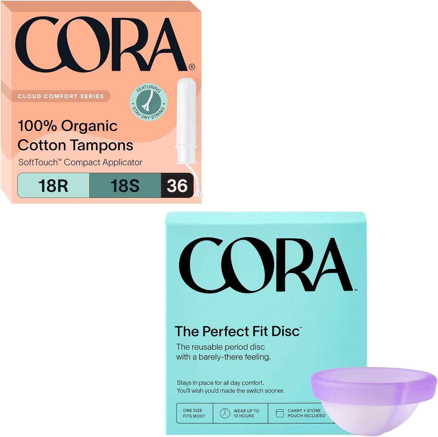 Leak-Proof Cora Tampons & Disc Pack
