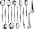 304 Stainless Steel Kitchen Utensils Set 11 Pc - Long, Mirror Polished