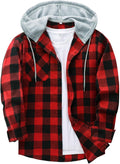 ZITY Men's Flannel Hoodie Shirt - Comfortable Casual Plaid Button-Down
