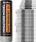 Nicpro Miniature Paint Brushes Drybrush 31PCS - Complete Detail & Dry