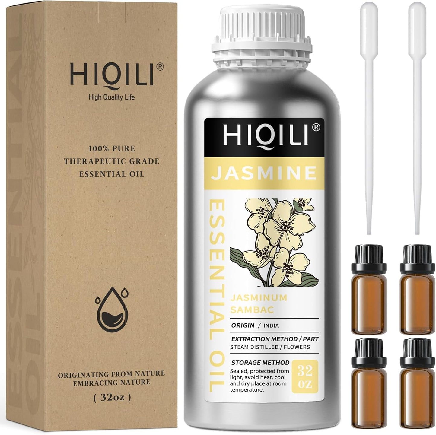 HIQILI 32 Fl Oz Jasmine Essential Oil for Aromatherapy Bliss