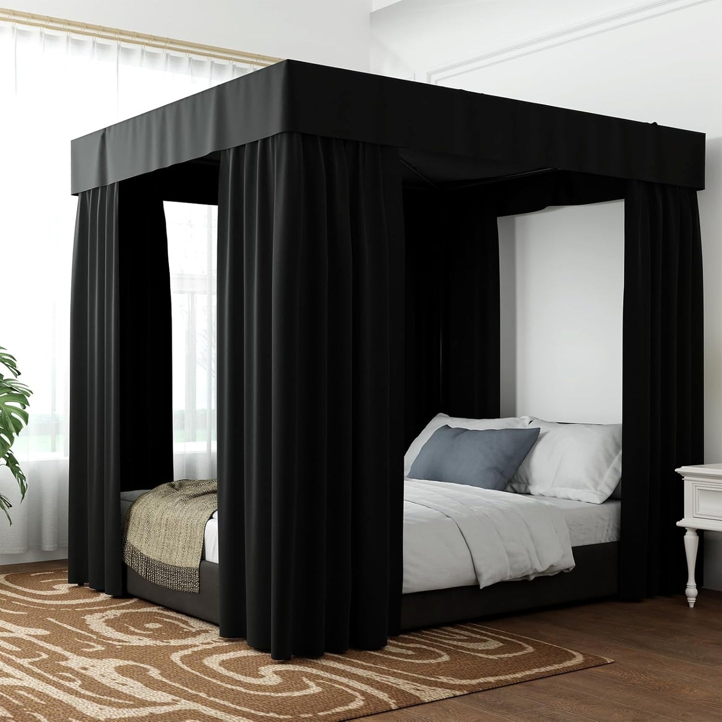 Black Canopy Drapes - Twin Bed Curtains