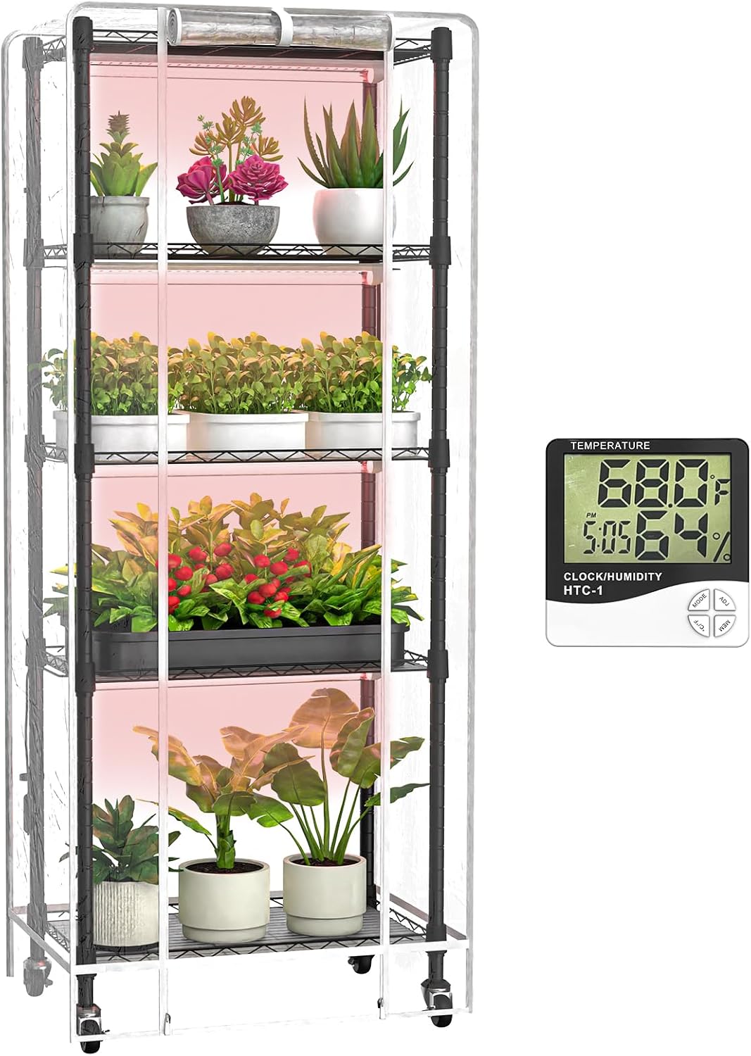 Indoor Greenhouse with Grow Lights for Seed Starting and Growth