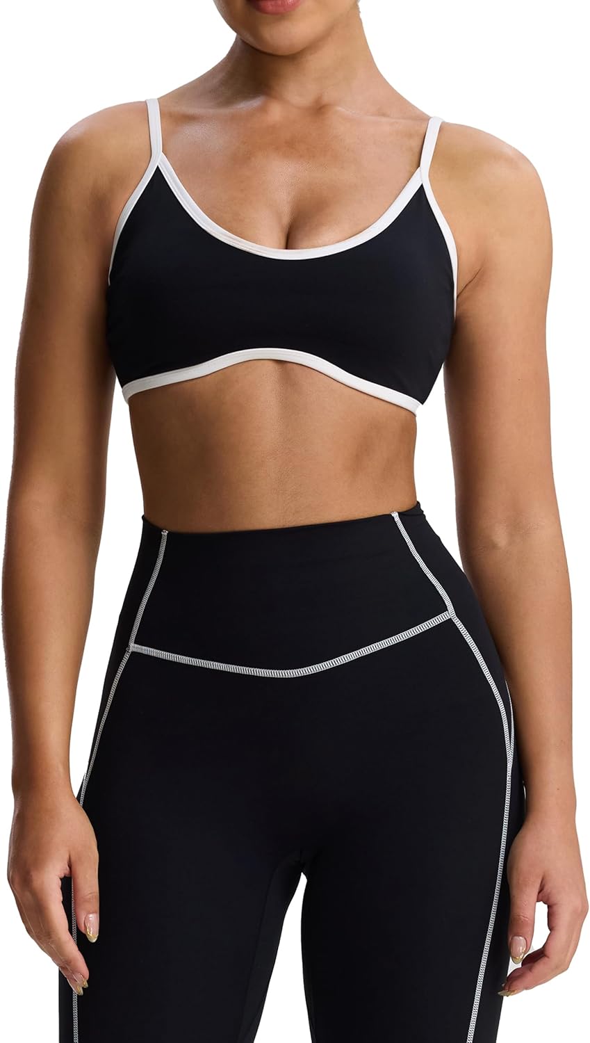 Aoxjox Women's Color Block Workout Sports Bra for Fitness