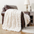 Luxurious Cream Faux Fur Throw Blanket for Cozy Comfort
