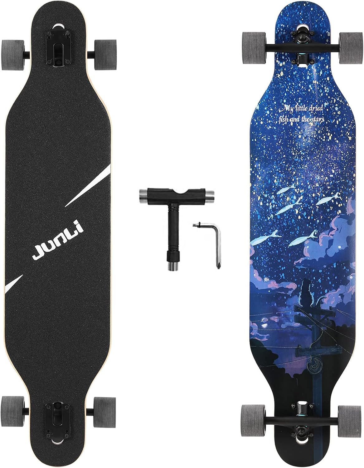 Junli 41 Inch Freeride Skateboard Longboard for Cruising Fun