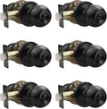 Knobonly Keyless Privacy Door Knobs 6 Pack, Matte Black - Interior