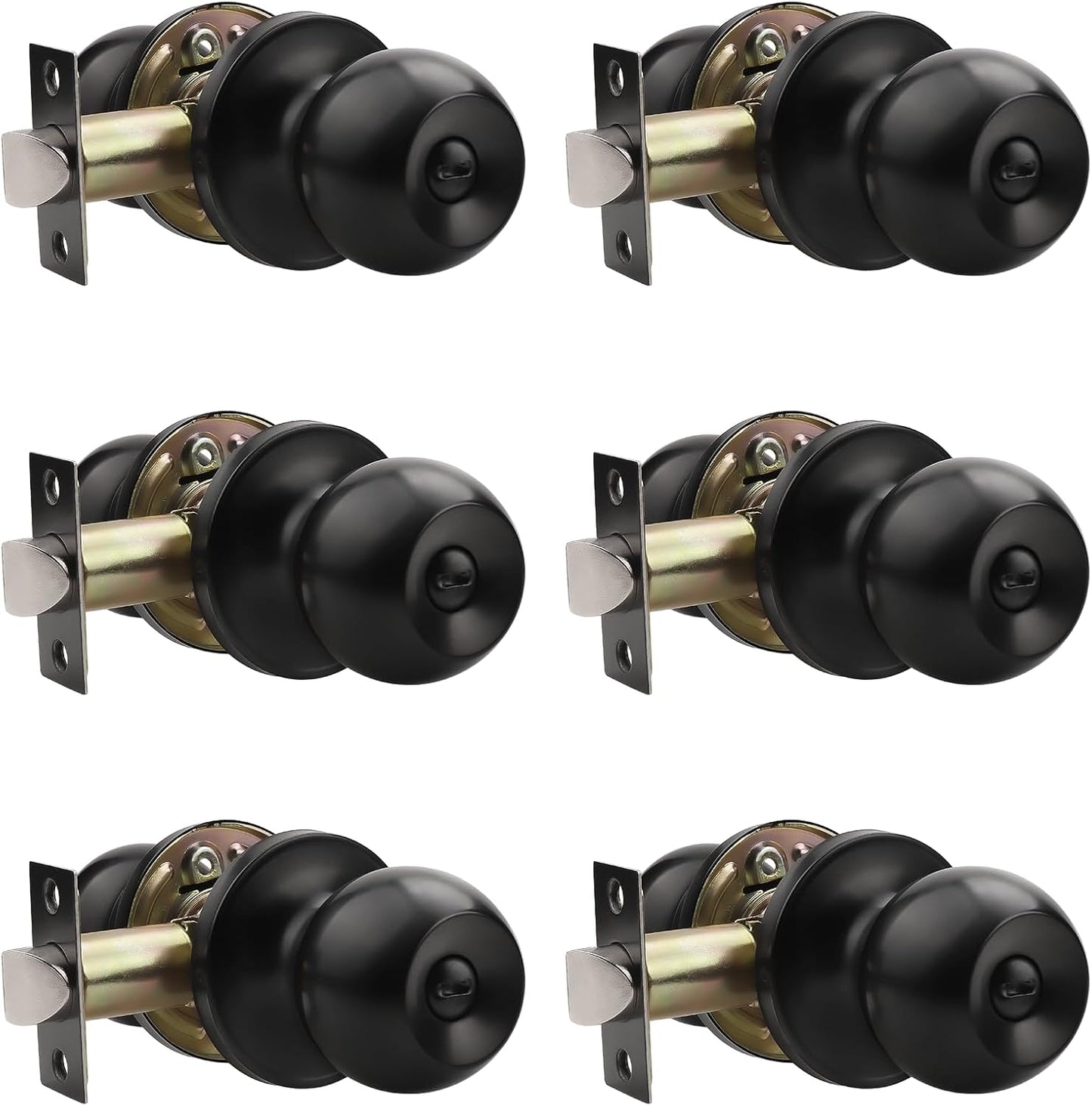 Keyless Bathroom Bedroom Door Knobs in Matte Black Finish