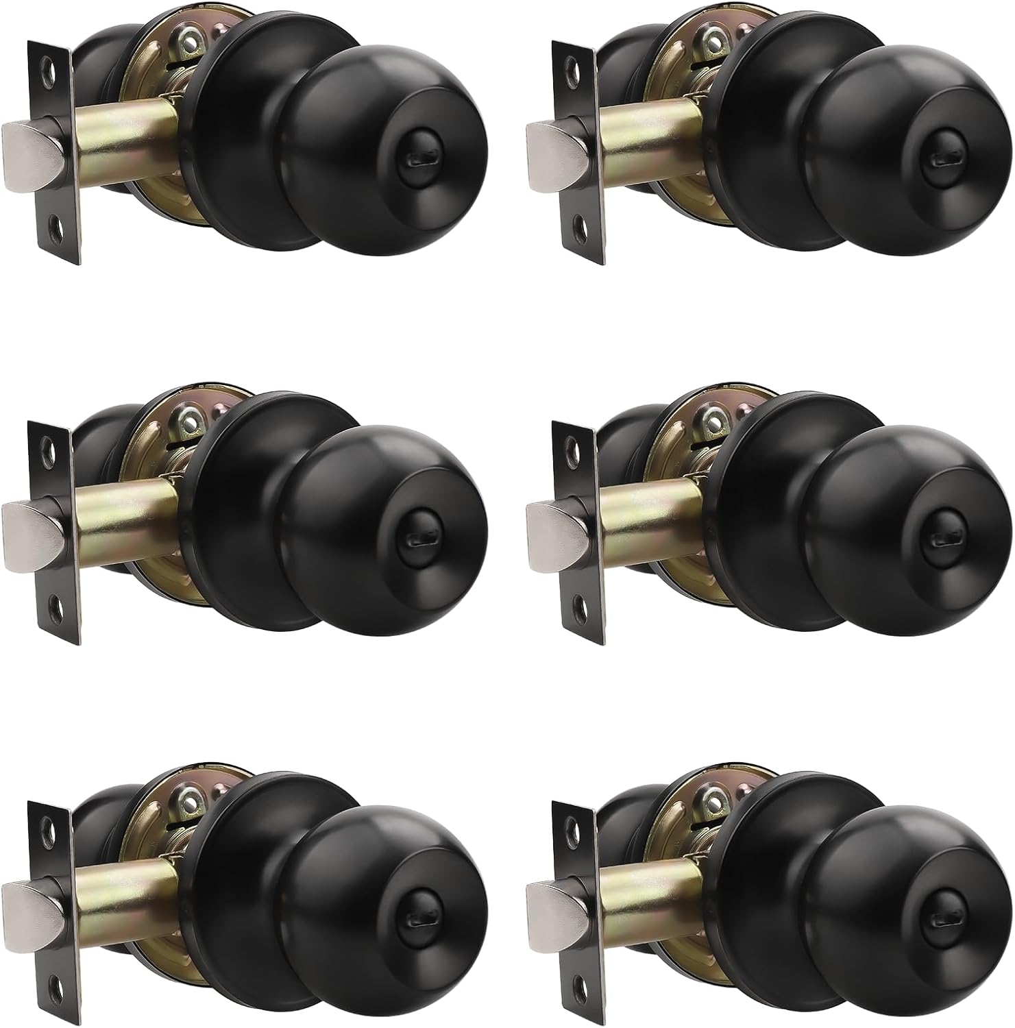 Keyless Bathroom Bedroom Door Knobs in Matte Black Finish