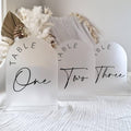 Frosted Arch Wedding Table Numbers 1-20 - Elegant Frosted Acrylic Set