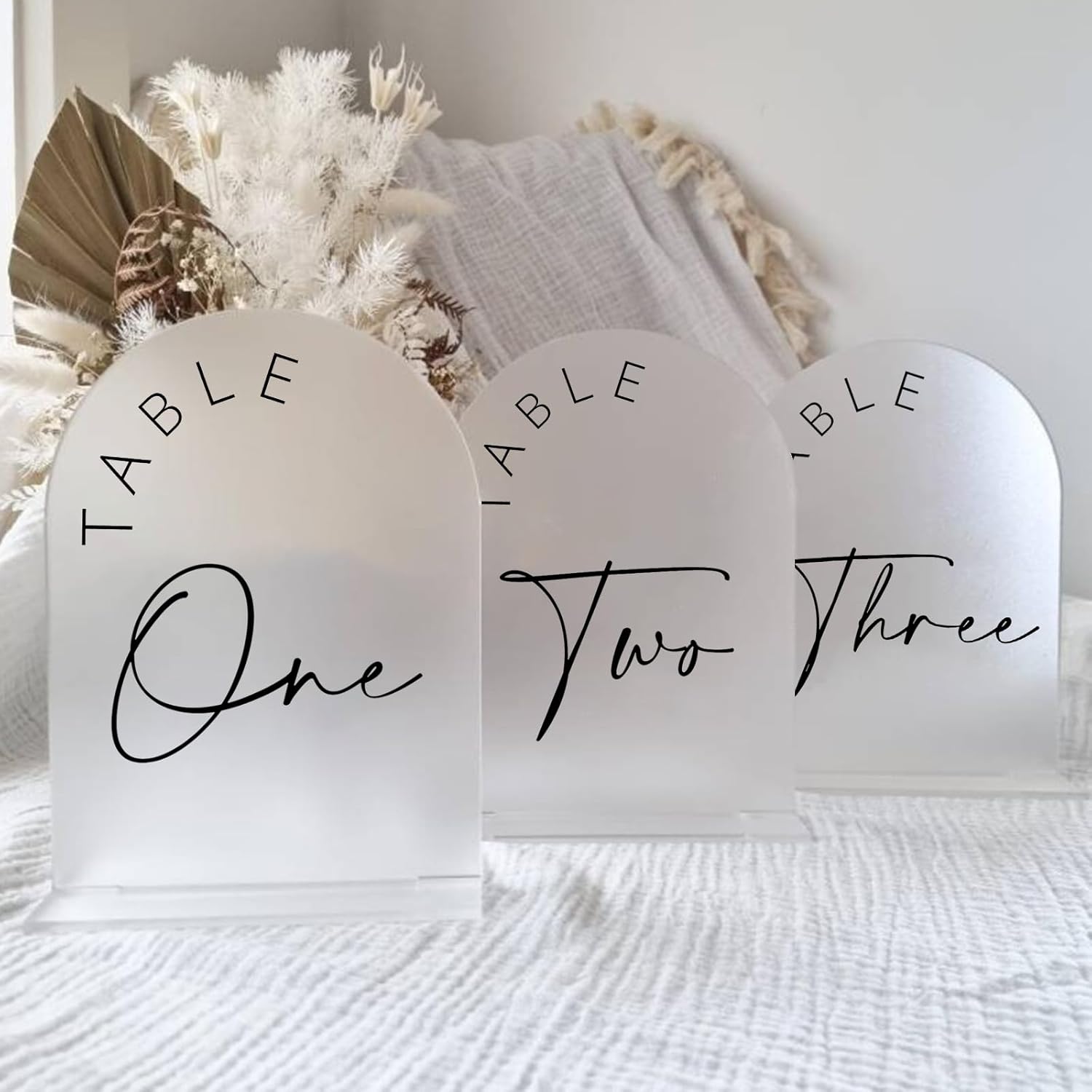 Frosted Arch Wedding Table Numbers 1-20 with Stands for Events