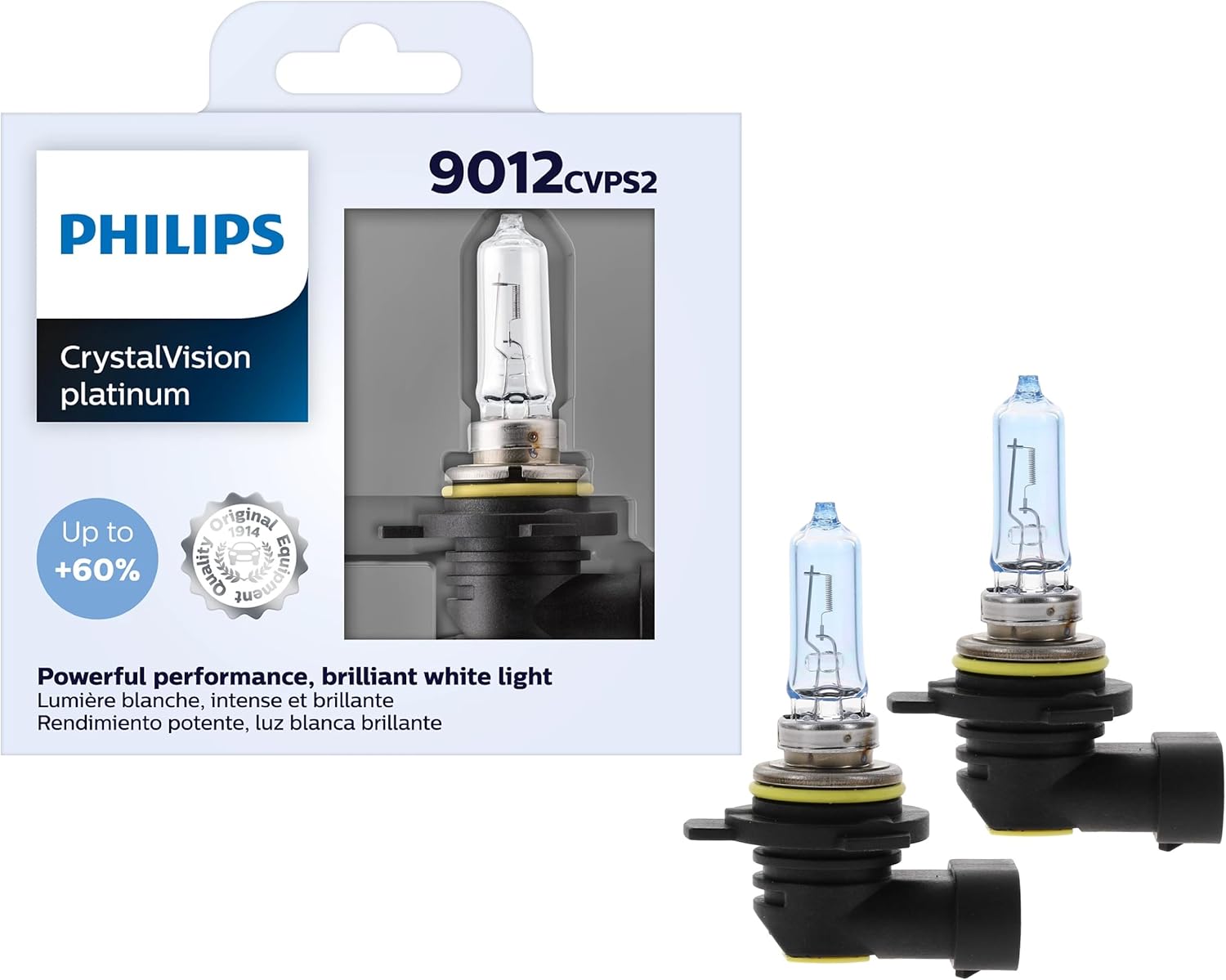 Philips 9012 CrystalVision Platinum Headlight Bulb Upgrade for Safety