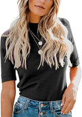 Womens Mock Turtleneck Slim Fit Short Sleeve Tee - All-Season Layering