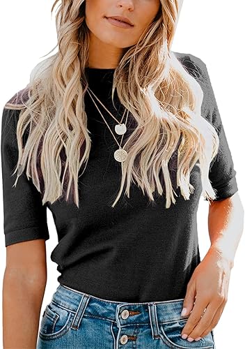LIYOHON Womens Tops Dressy Casual Summer Cute Mock Turtleneck