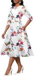CLOCOR Midi Dress A-Line Fit and Flare - Comfortable Everyday