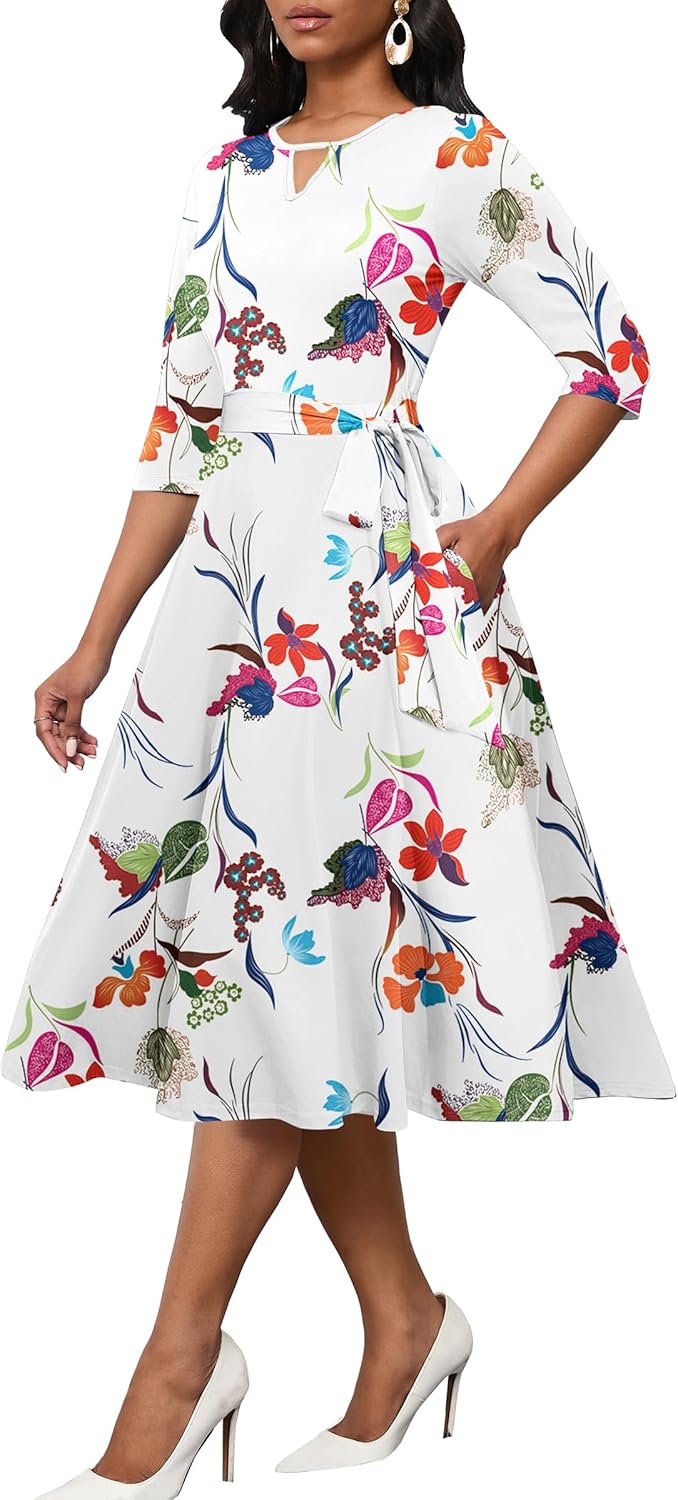 CLOCOR Midi Dresses for Women Casual A-Line Fit and Flare