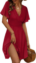 Womens Floral Wrap Sundress V Neck A-Line Midi - Flowy Fit