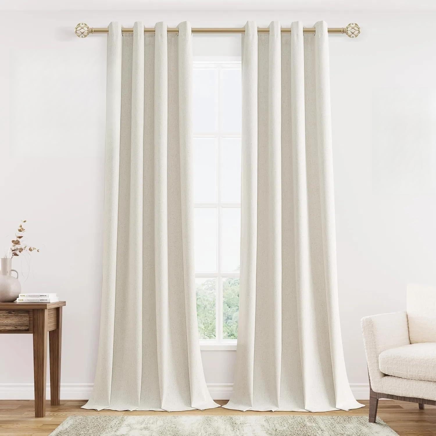 Cream Linen Blackout Curtains 108 Inches Long for Any Room