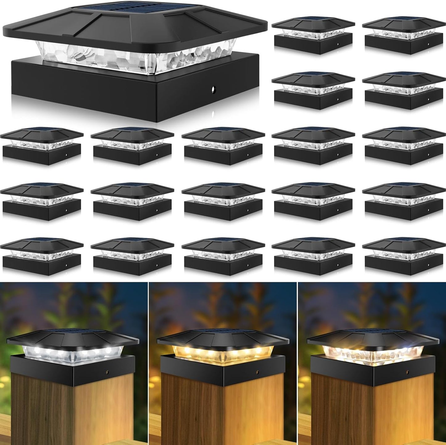 4x4in Solar Post Cap Lights with 3 Modes for Outdoor Use