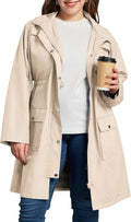 Plus Size Rain Jackets for Women Hooded Waterproof Trench Coat