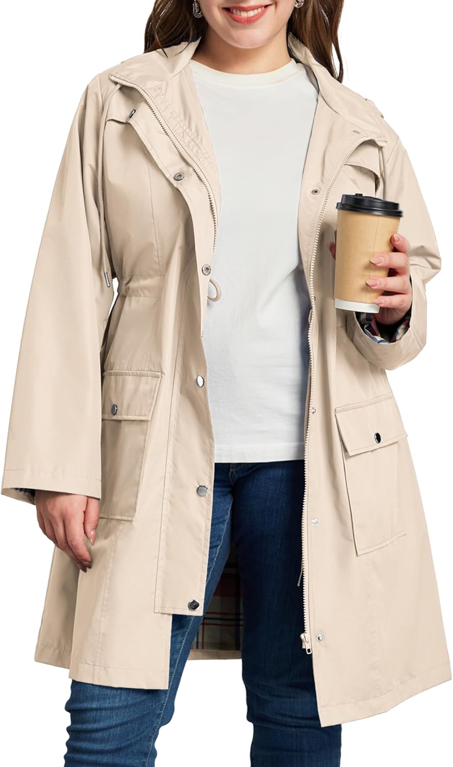 Kikibell Plus Size Rain Jackets for Women - Waterproof Windbreaker