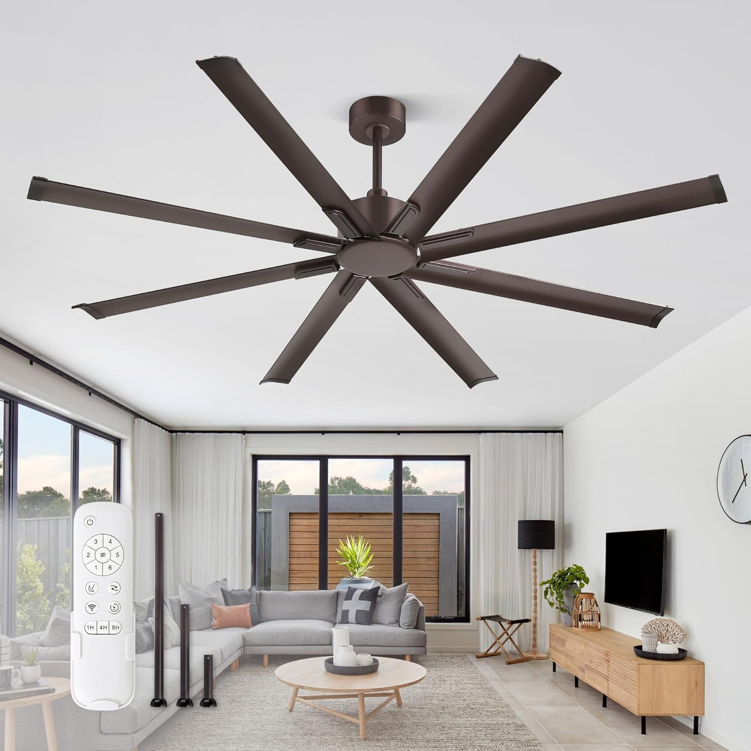 72 Inch Ceiling Fan with Remote Control for Indoor and Outdoor Use