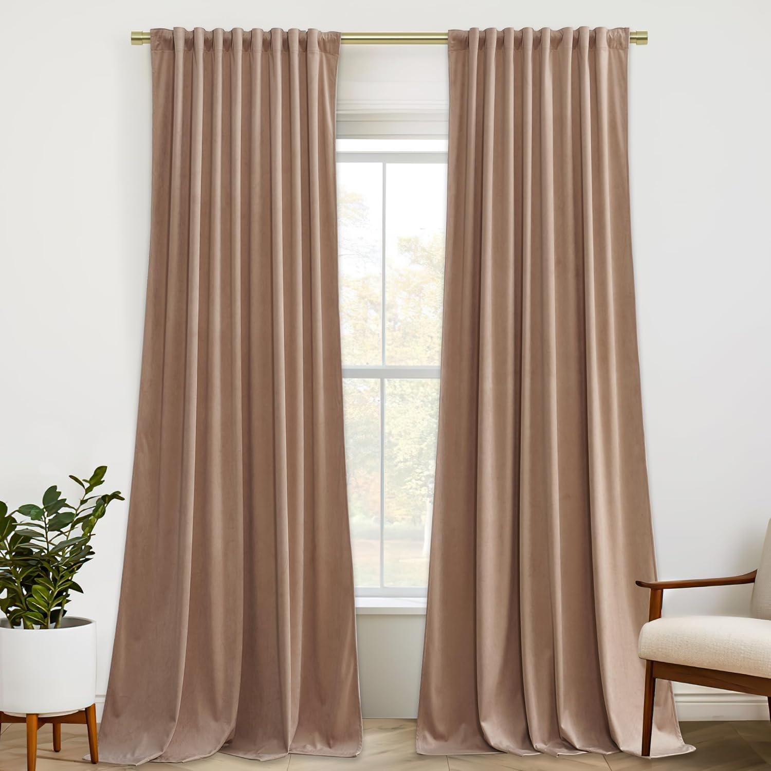 Elegant Blush Velvet Curtains for Room Darkening Privacy