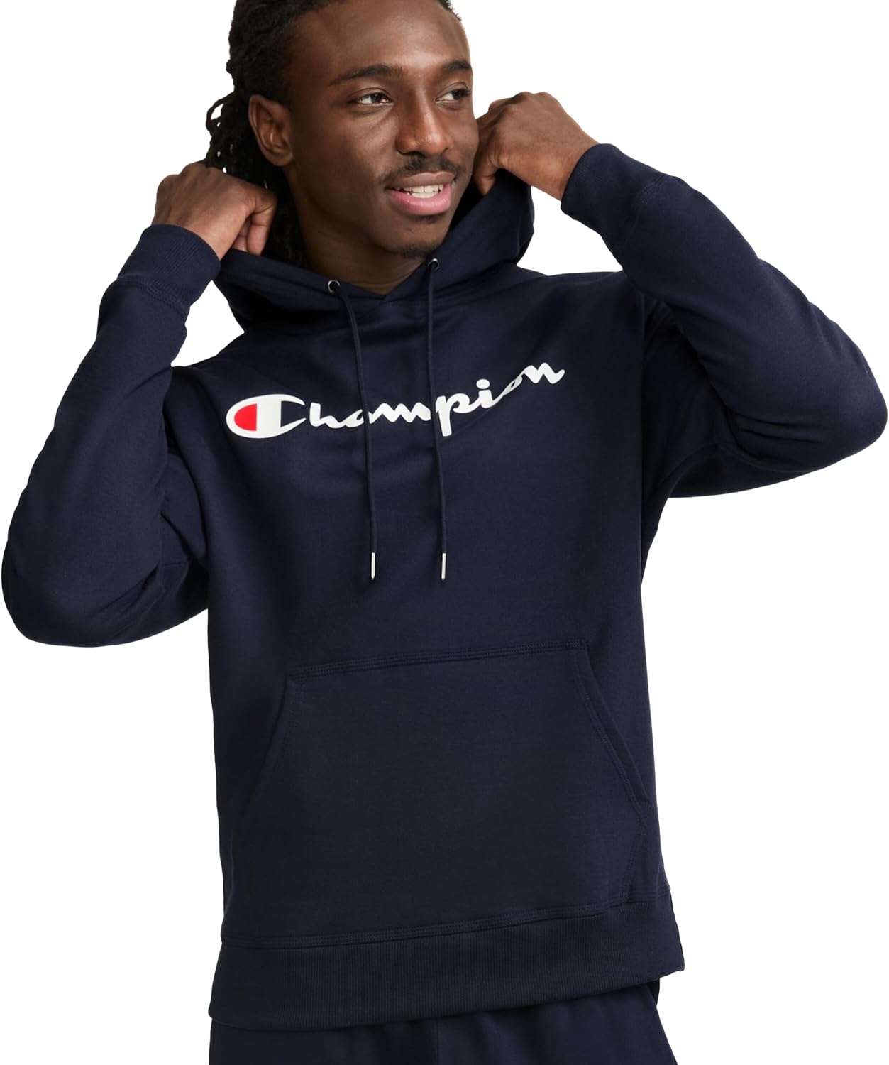 Champion Men's Fleece Script Logo Hoodie for Comfort and Style