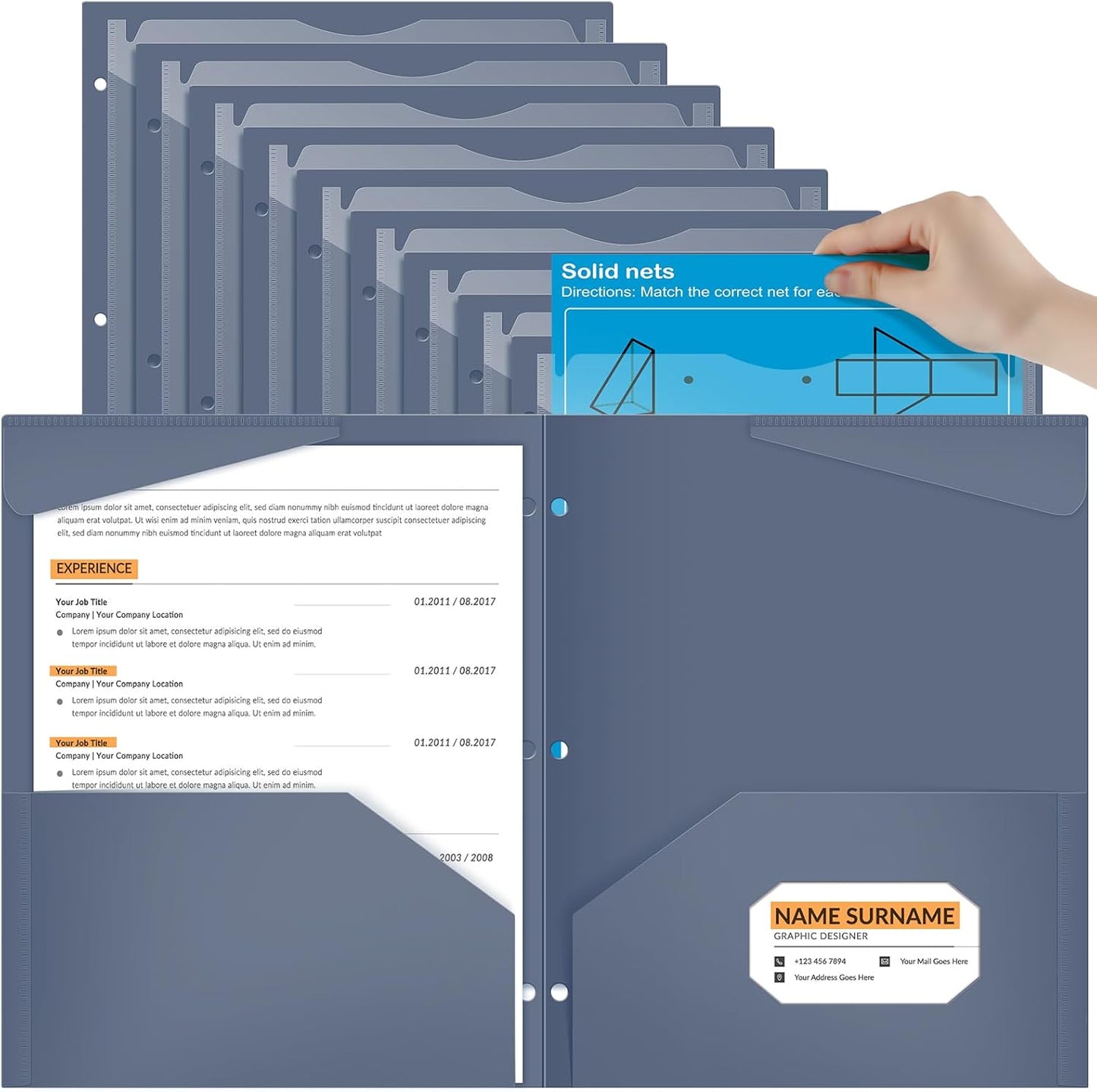 Henoyso 36 Pcs Plastic Folders with Clear Front Pocket for Office